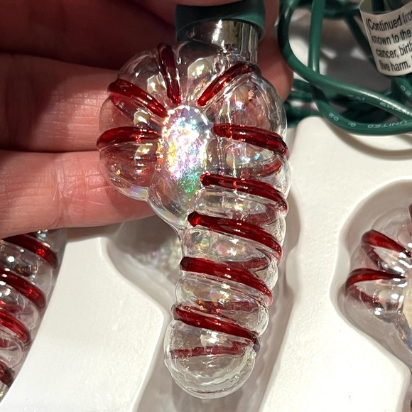Vintage Glass Candy Cane Indoor String Light Set 10 Lights 7 ft Long NOS - Picture 3 of 7
